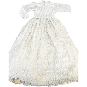 Vintage Girls Childs Heavy White Lace First Communion Dress Party Formal 5/6